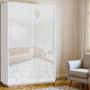 ארון בגדים 120 / 240 - MELONE WHITE GLASS