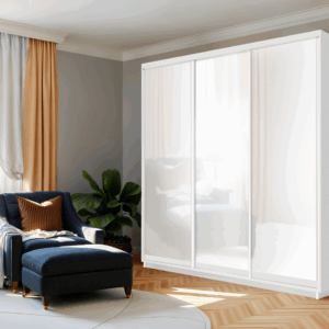 ארון בגדים 180 / 240 - MELONE WHITE GLASS