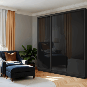 ארון בגדים 180 / 240 - MELONE BLACK GLASS