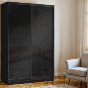 ארון בגדים 120 / 240 - MELONE BLACK GLASS